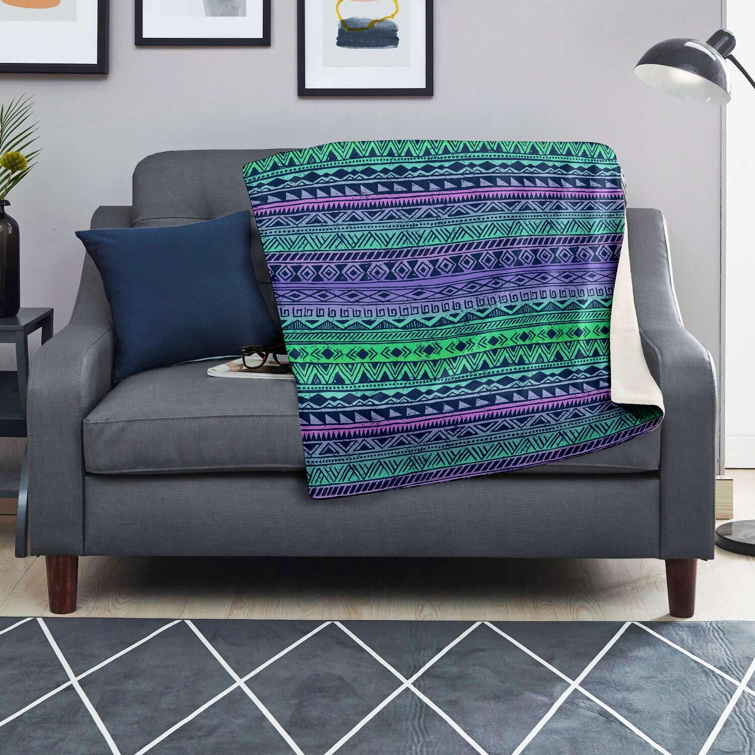 Neon Tribal Aztec Hand Drawn Blanket-grizzshop