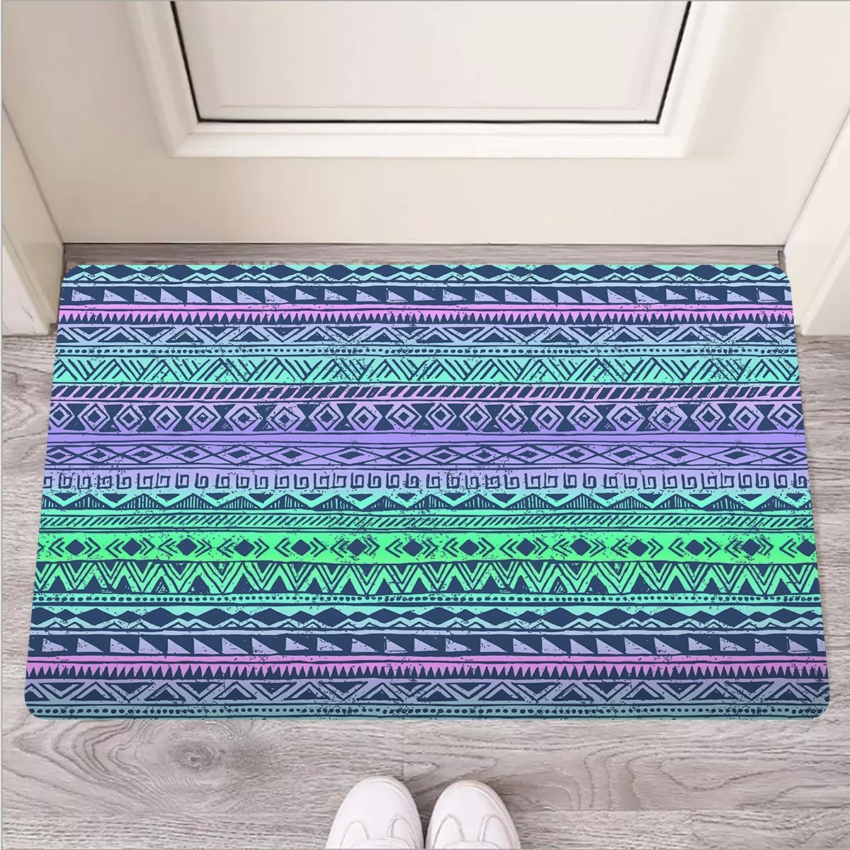 Neon Tribal Aztec Hand Drawn Door Mat-grizzshop