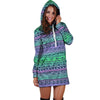 Neon Tribal Aztec Hand Drawn Hoodie Dress-grizzshop