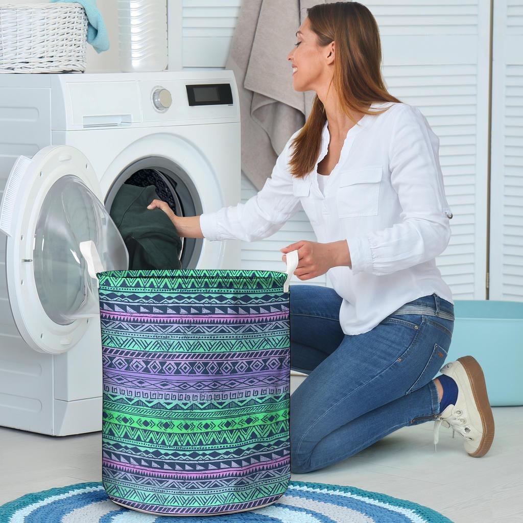 Neon Tribal Aztec Hand Drawn Laundry Basket-grizzshop