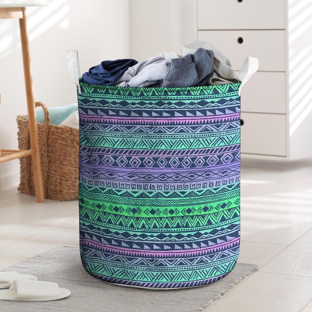 Neon Tribal Aztec Hand Drawn Laundry Basket-grizzshop