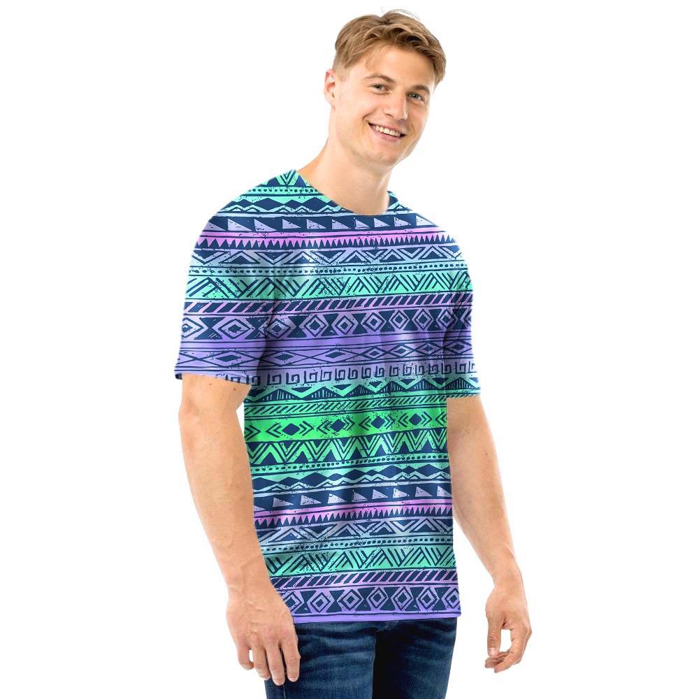 Neon Tribal Aztec Hand Drawn Men T Shirt-grizzshop