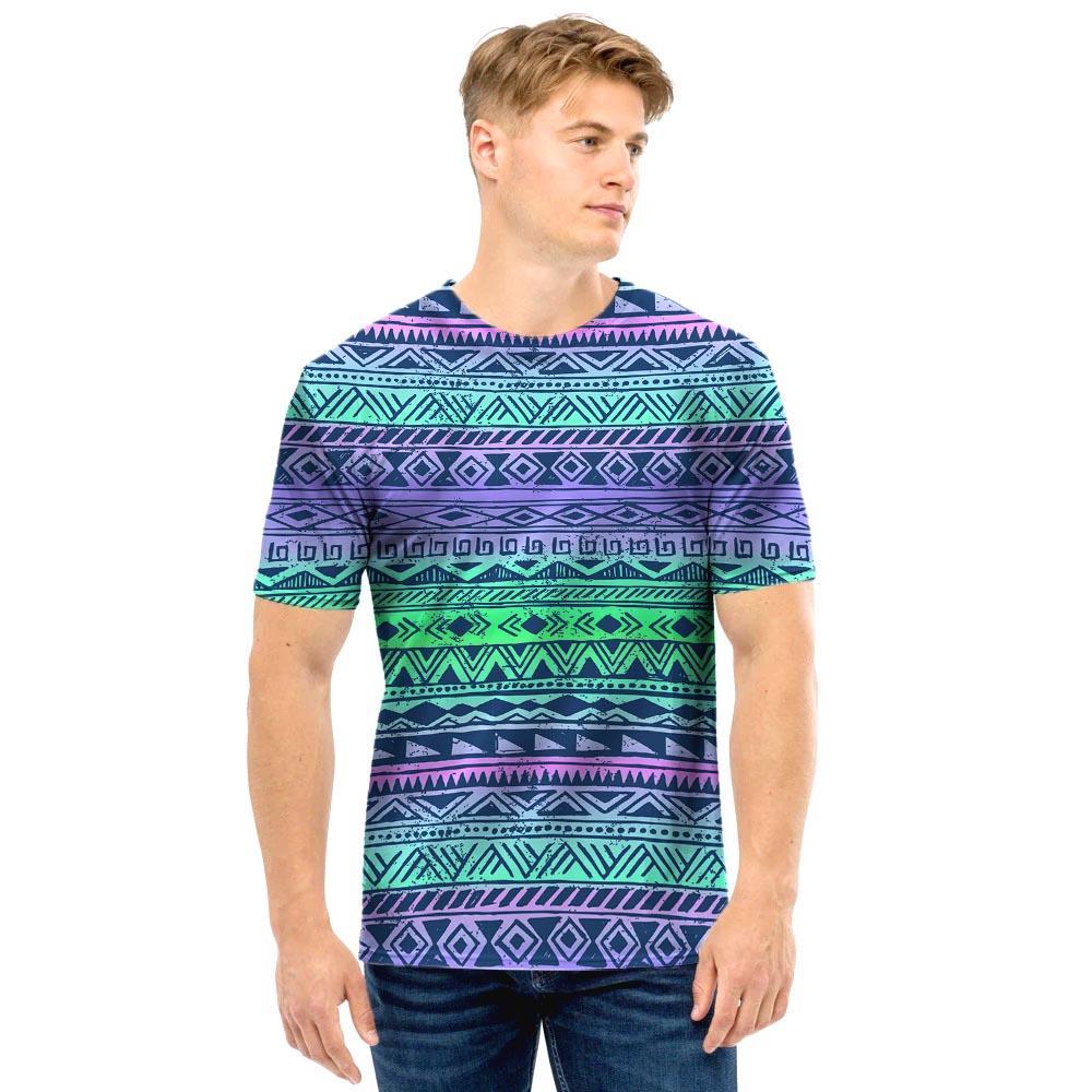 Neon Tribal Aztec Hand Drawn Men T Shirt-grizzshop