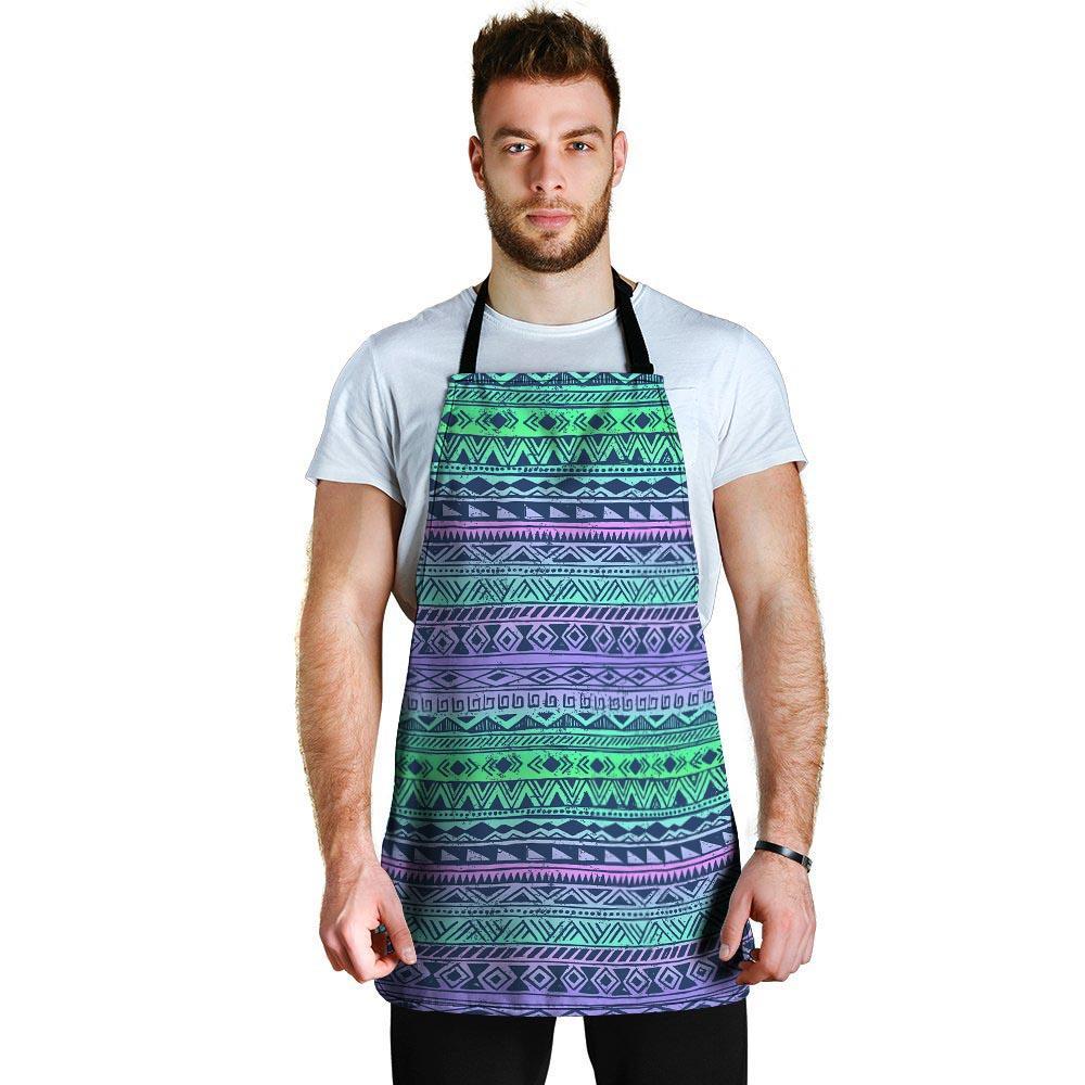 Neon Tribal Aztec Hand Drawn Men's Apron-grizzshop