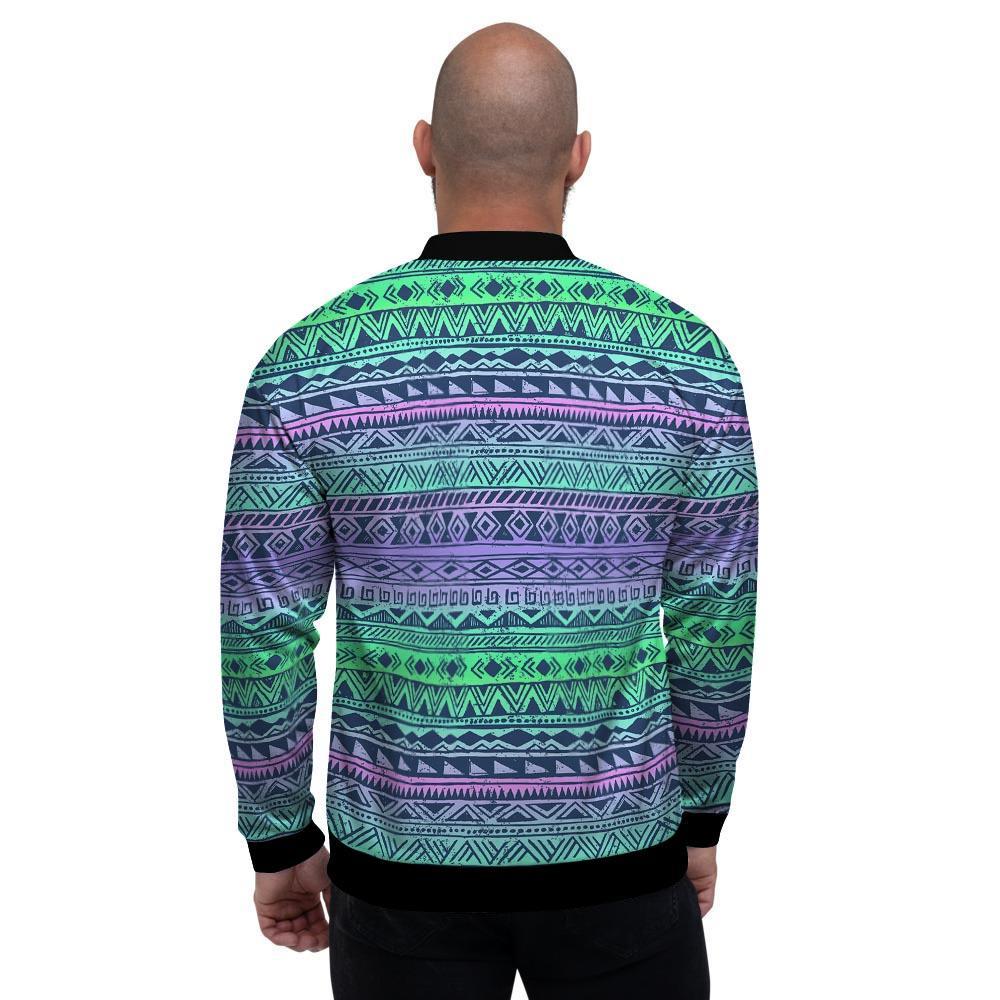 Neon Tribal Aztec Hand Drawn Men's Bomber Jacket-grizzshop