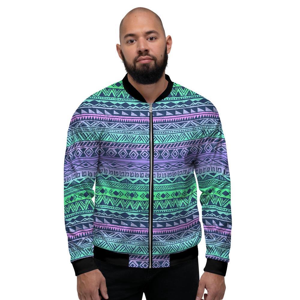 Neon Tribal Aztec Hand Drawn Men's Bomber Jacket-grizzshop