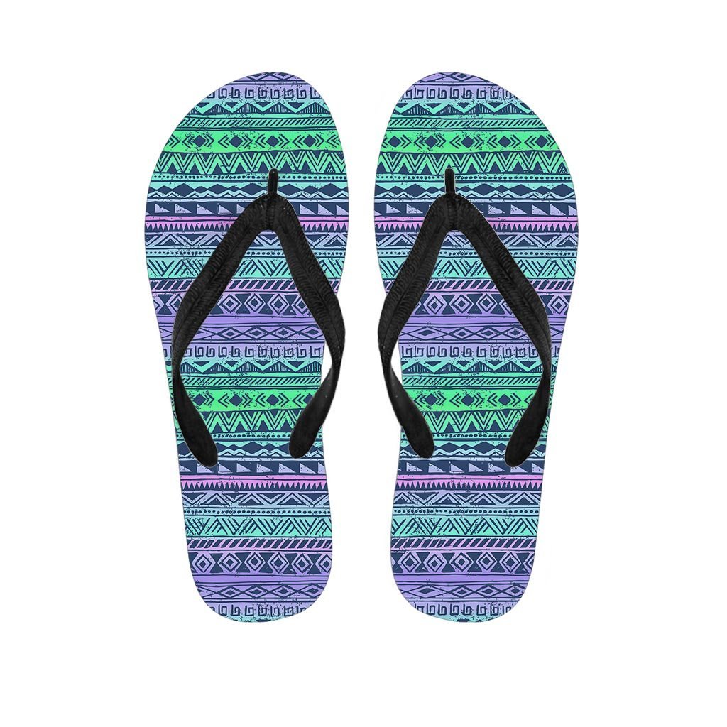 Neon Tribal Aztec Hand Drawn Men's Flip Flops-grizzshop