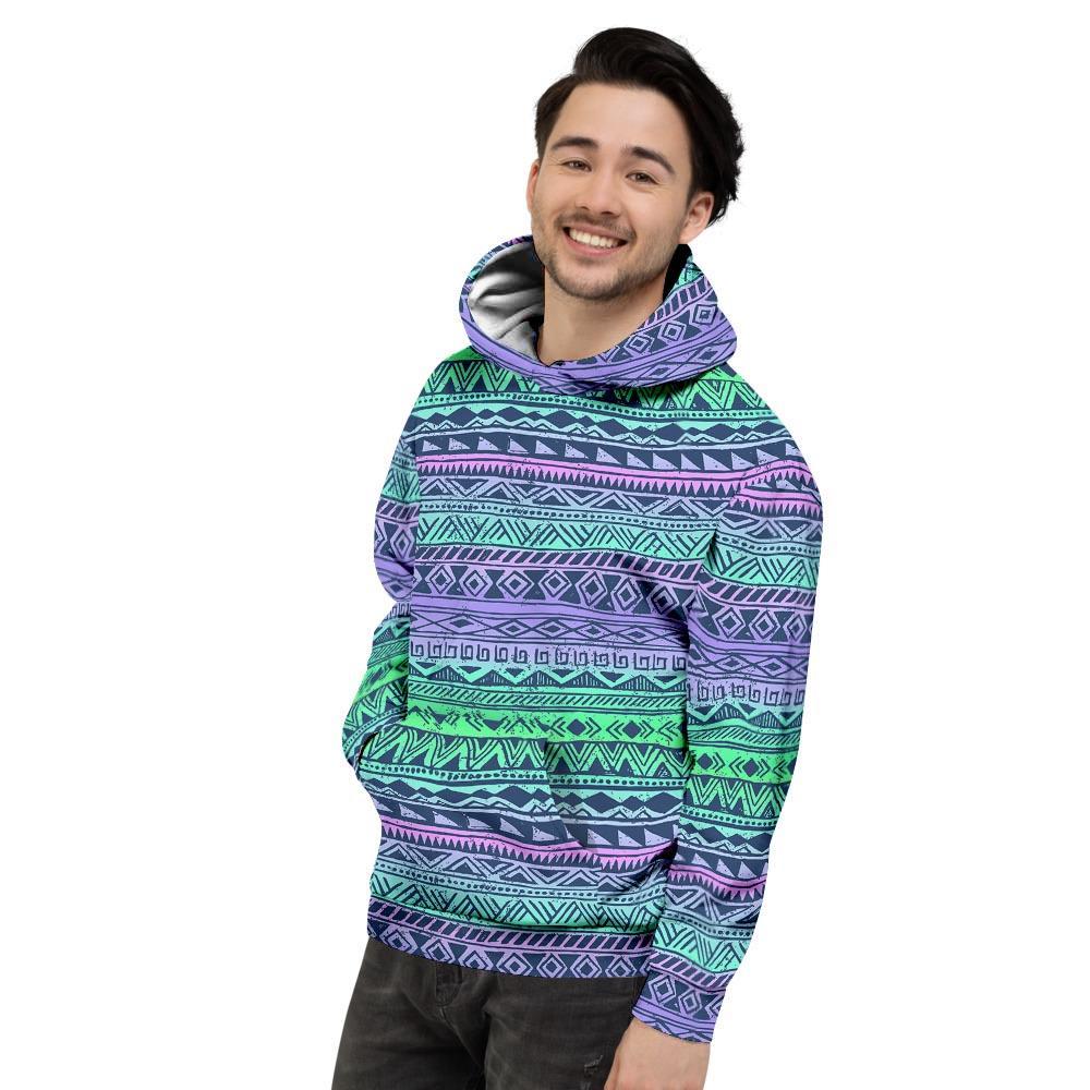 Neon Tribal Aztec Hand Drawn Men's Hoodie-grizzshop