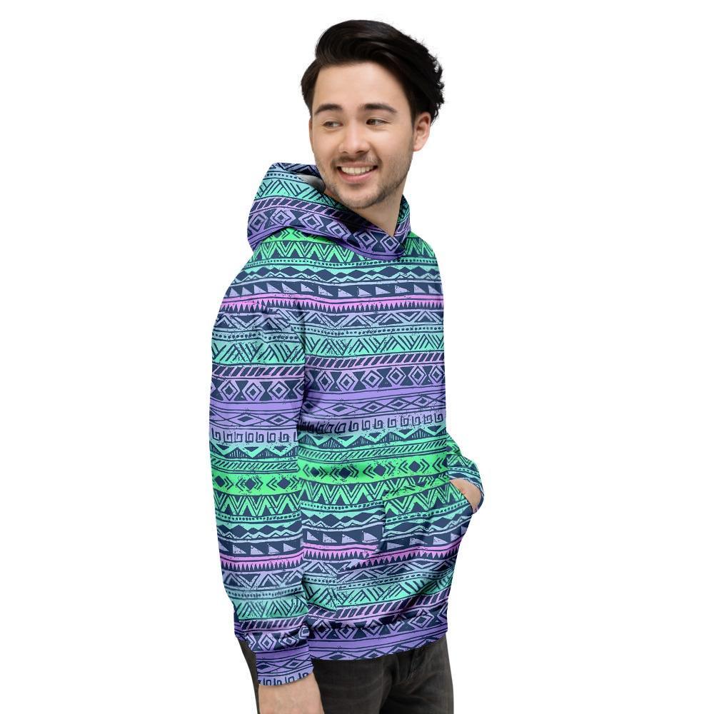 Neon Tribal Aztec Hand Drawn Men's Hoodie-grizzshop