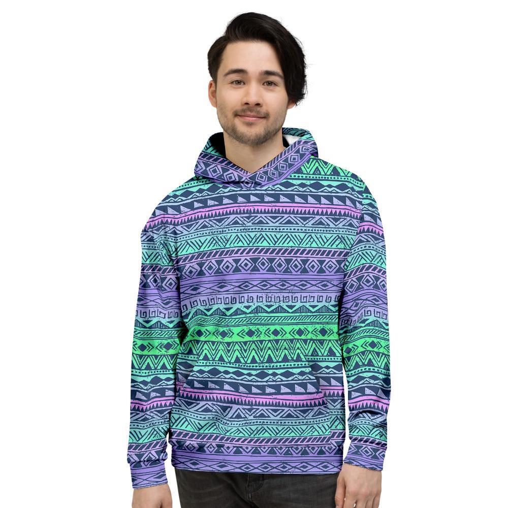 Neon Tribal Aztec Hand Drawn Men's Hoodie-grizzshop