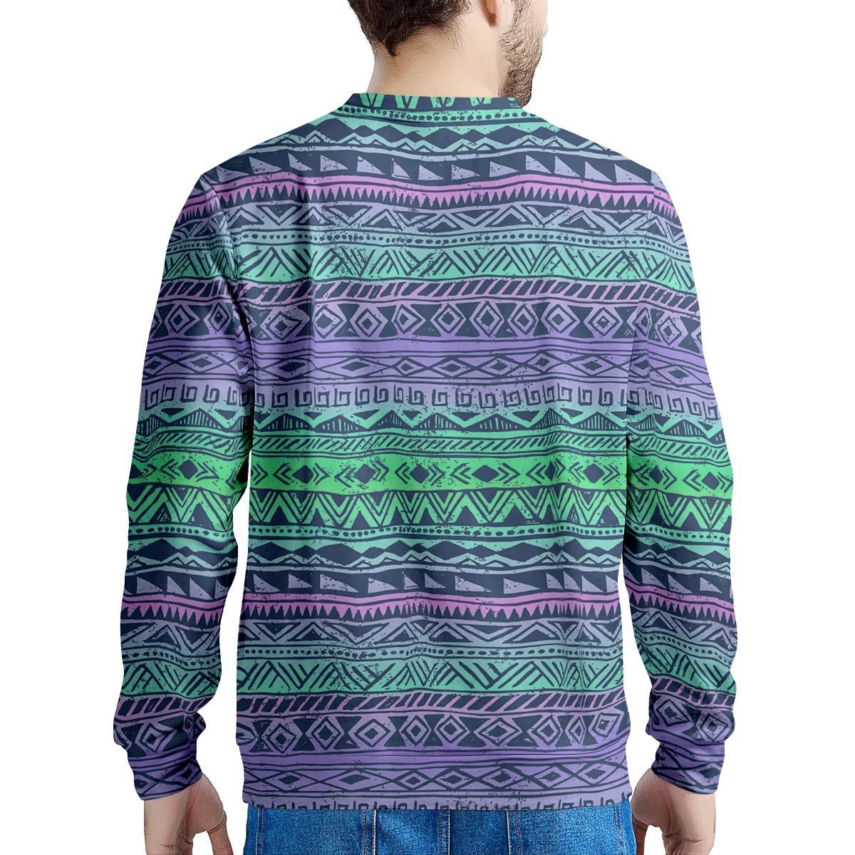 Neon Tribal Aztec Hand Drawn Men's Sweatshirt-grizzshop