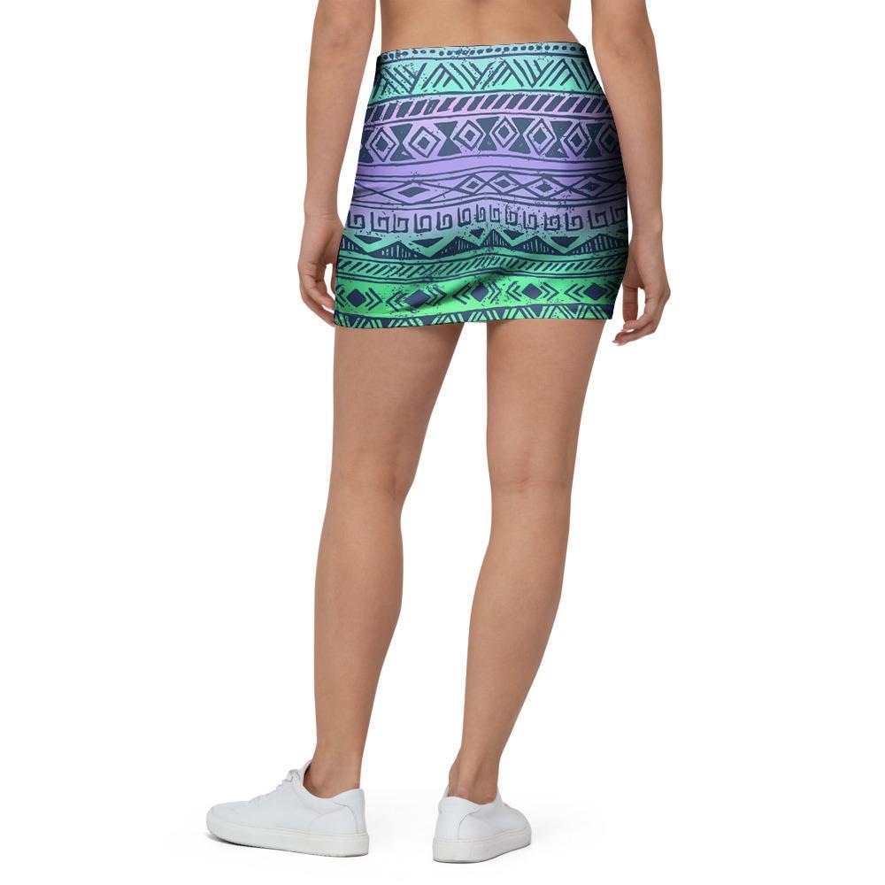 Neon Tribal Aztec Hand Drawn Mini Skirt-grizzshop