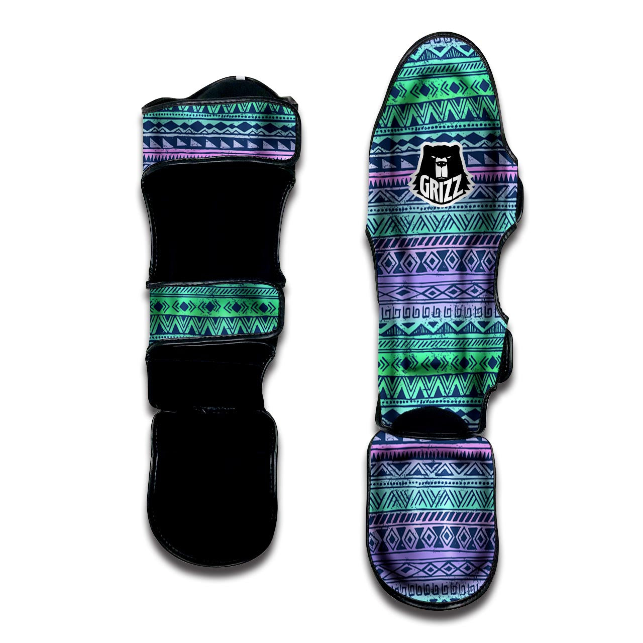 Neon Tribal Aztec Hand Drawn Muay Thai Shin Guard-grizzshop