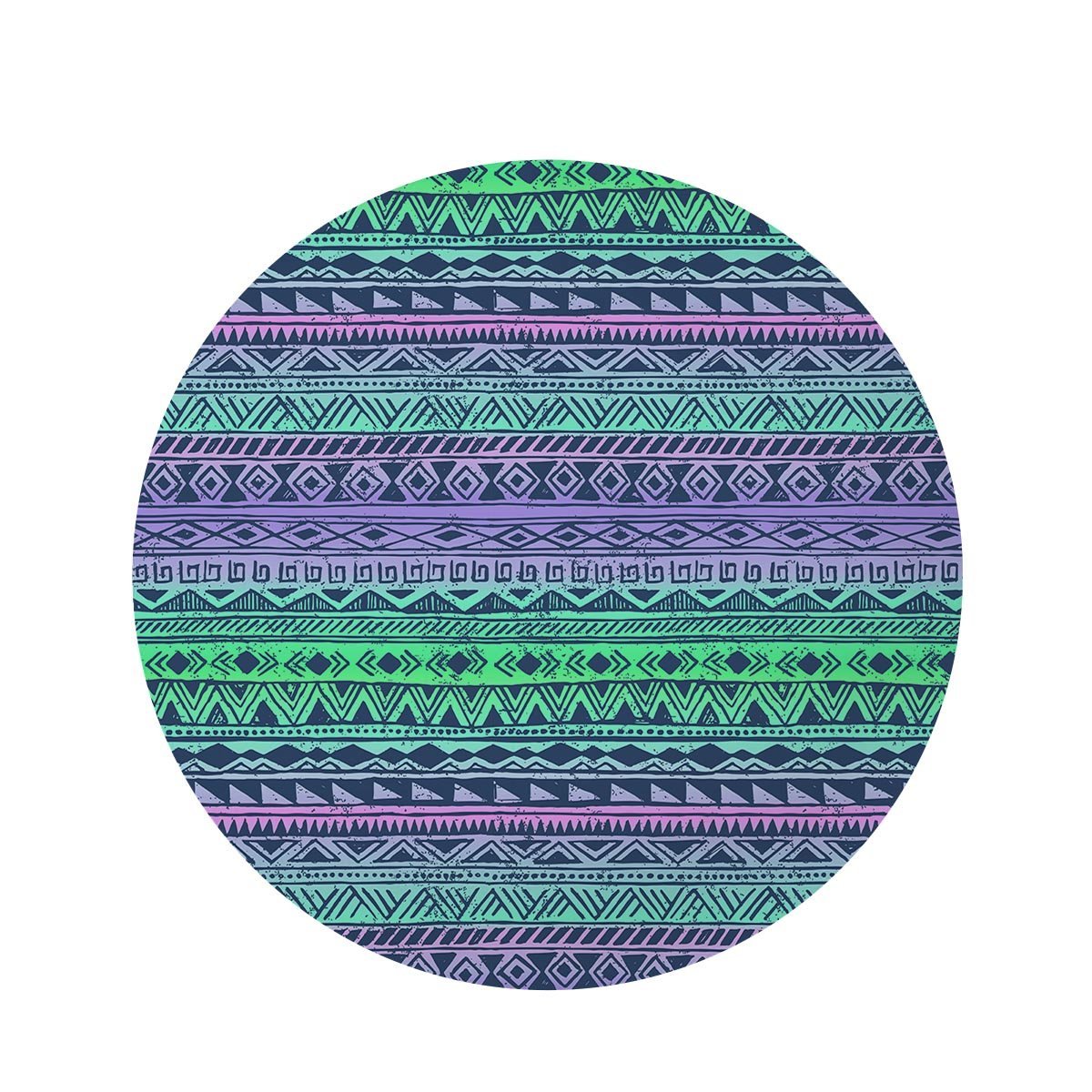 Neon Tribal Aztec Hand Drawn Round Rug-grizzshop