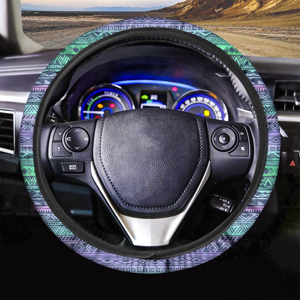 Neon Tribal Aztec Hand Drawn Steering Wheel Cover-grizzshop