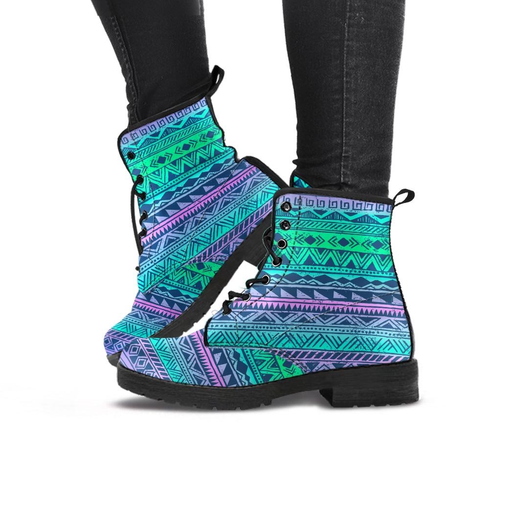 Neon Tribal Aztec Hand Drawn Women's Boots-grizzshop