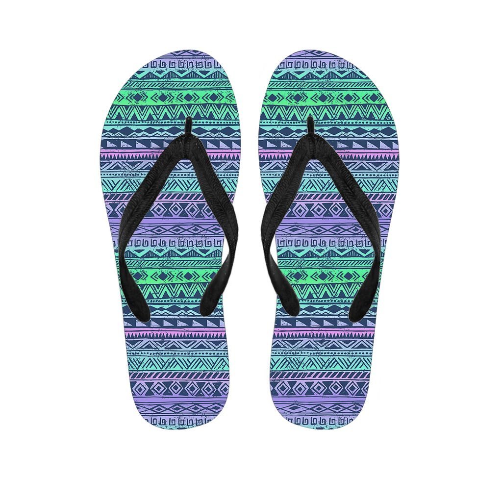 Neon Tribal Aztec Hand Drawn Women's Flip Flops-grizzshop