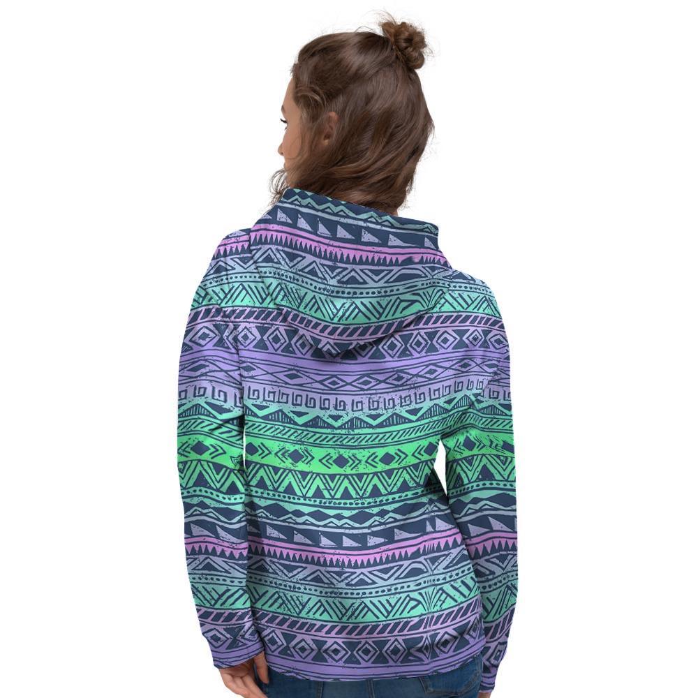 Neon Tribal Aztec Hand Drawn Women's Hoodie-grizzshop