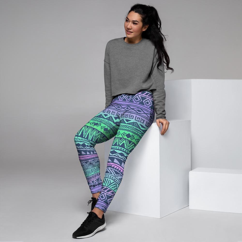 Neon Tribal Aztec Hand Drawn Women's Joggers-grizzshop