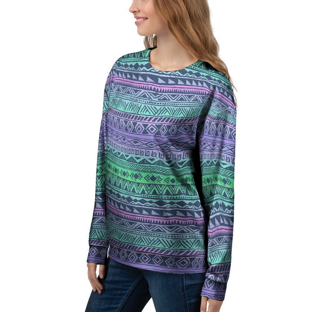 Neon Tribal Aztec Hand Drawn Women's Sweatshirt-grizzshop