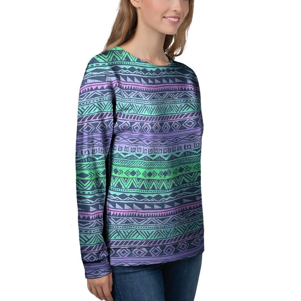 Neon Tribal Aztec Hand Drawn Women's Sweatshirt-grizzshop