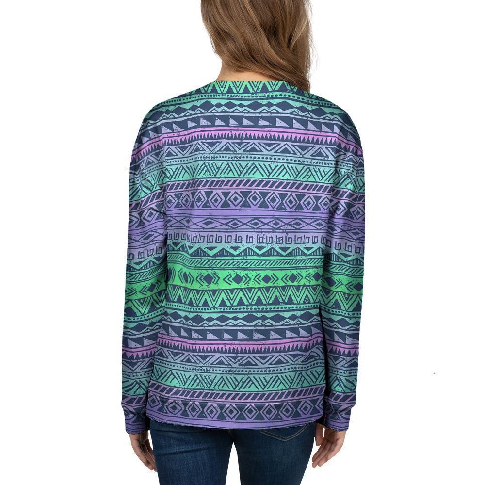 Neon Tribal Aztec Hand Drawn Women's Sweatshirt-grizzshop