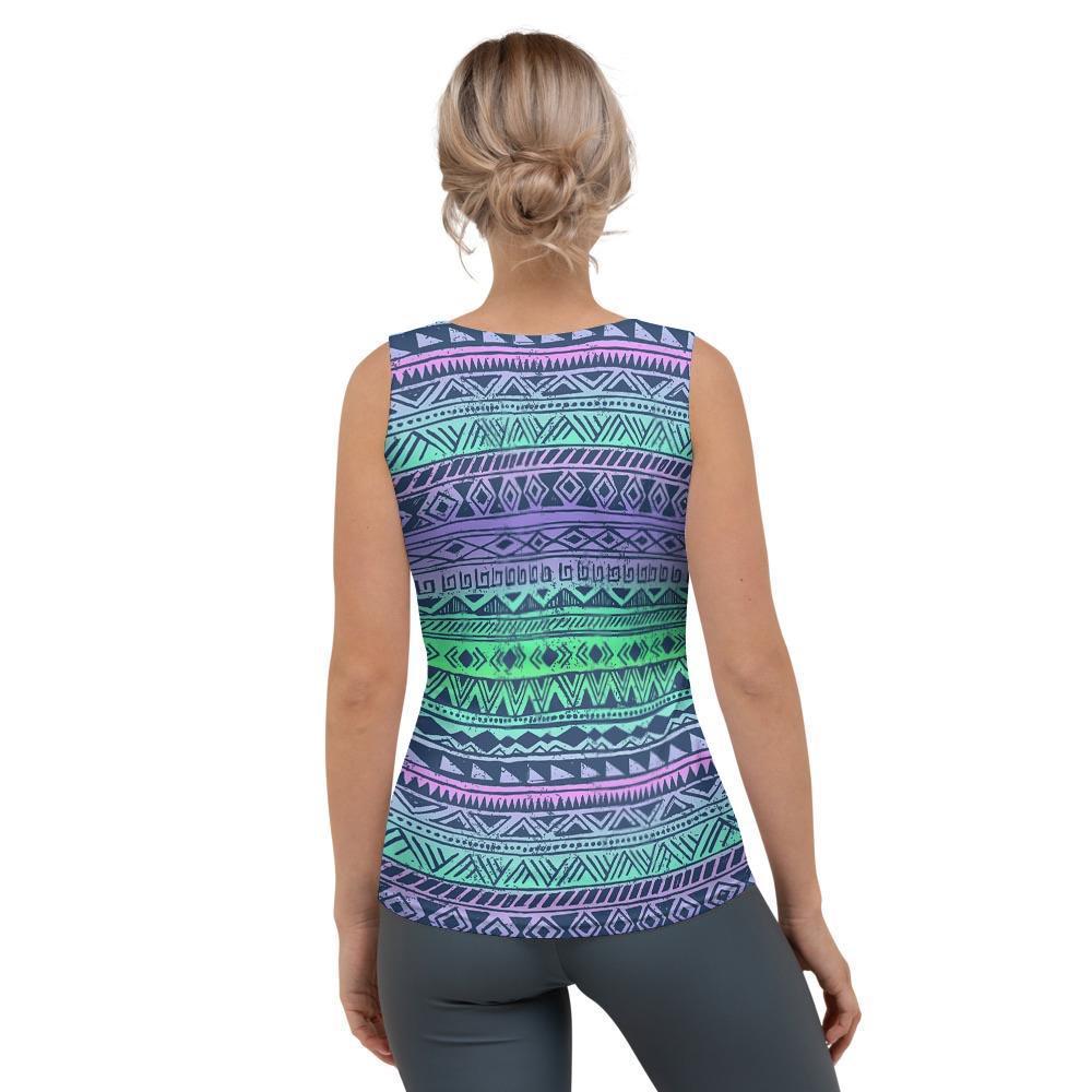 Neon Tribal Aztec Hand Drawn Women's Tank Top-grizzshop