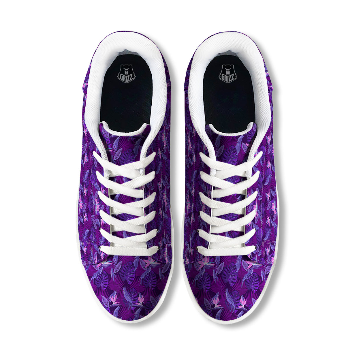 Neon Tropical Foliage And Leave Print Pattern White Low Top Sneakers-grizzshop