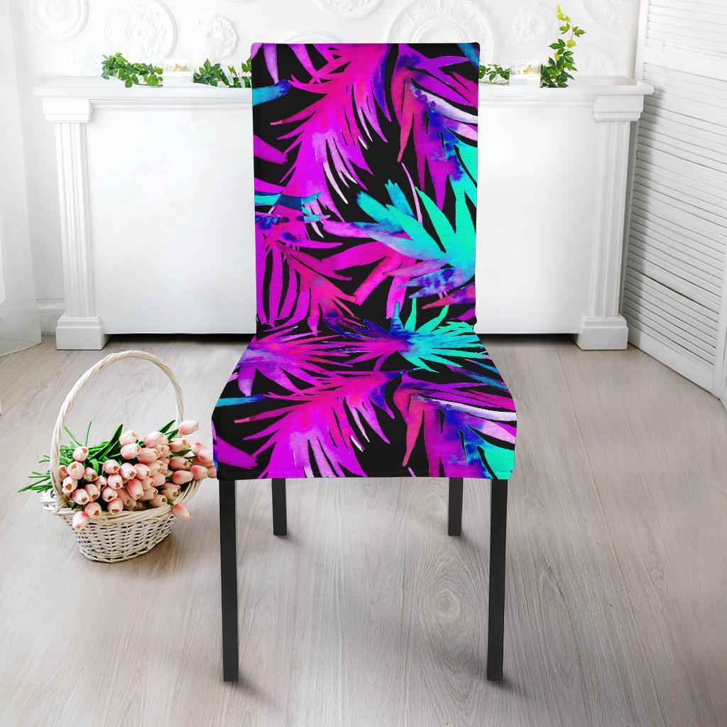 Neon Tropical Palm Leaves Hawaiian Pattern Print Chair Cover-grizzshop