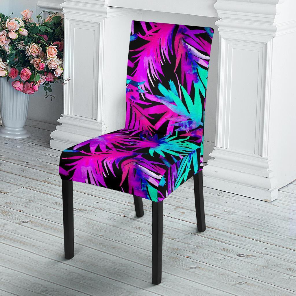 Neon Tropical Palm Leaves Hawaiian Pattern Print Chair Cover-grizzshop