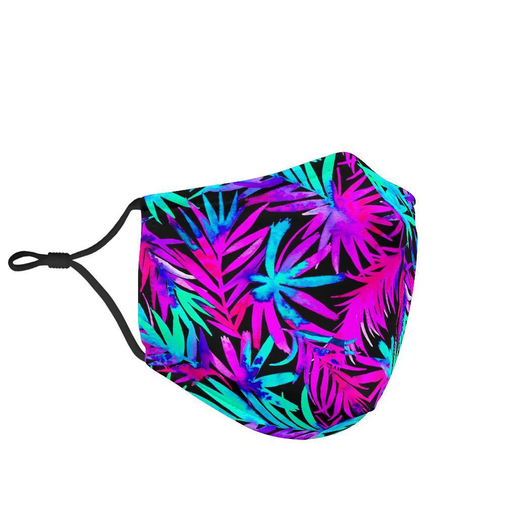 Neon Tropical Palm Leaves Hawaiian Pattern Print Face Mask-grizzshop