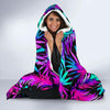 Neon Tropical Palm Leaves Hawaiian Pattern Print Hooded Blanket-grizzshop