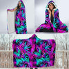 Neon Tropical Palm Leaves Hawaiian Pattern Print Hooded Blanket-grizzshop