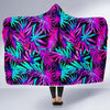 Neon Tropical Palm Leaves Hawaiian Pattern Print Hooded Blanket-grizzshop