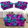 Neon Tropical Palm Leaves Hawaiian Pattern Print Loveseat Cover-grizzshop