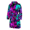 Neon Tropical Palm Leaves Hawaiian Pattern Print Men Long Robe-grizzshop