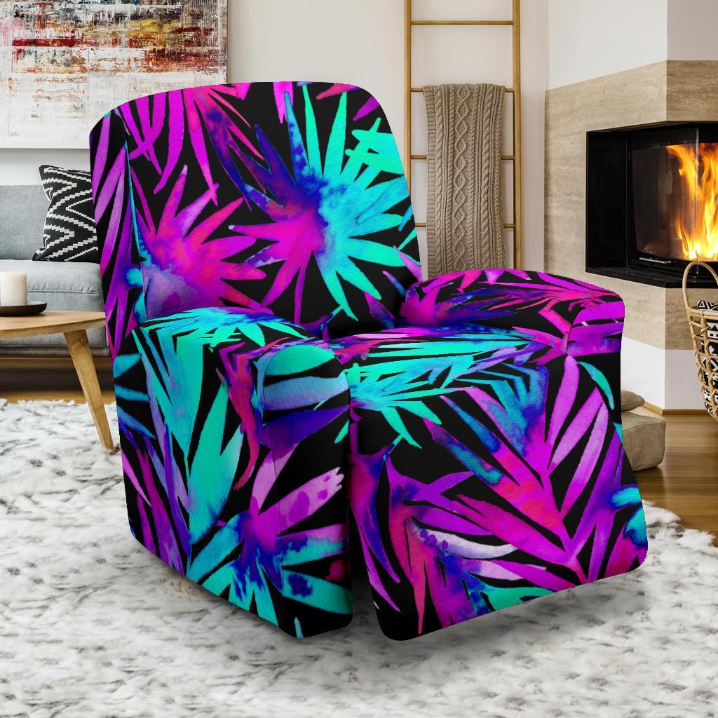 Neon Tropical Palm Leaves Hawaiian Pattern Print Recliner Cover-grizzshop