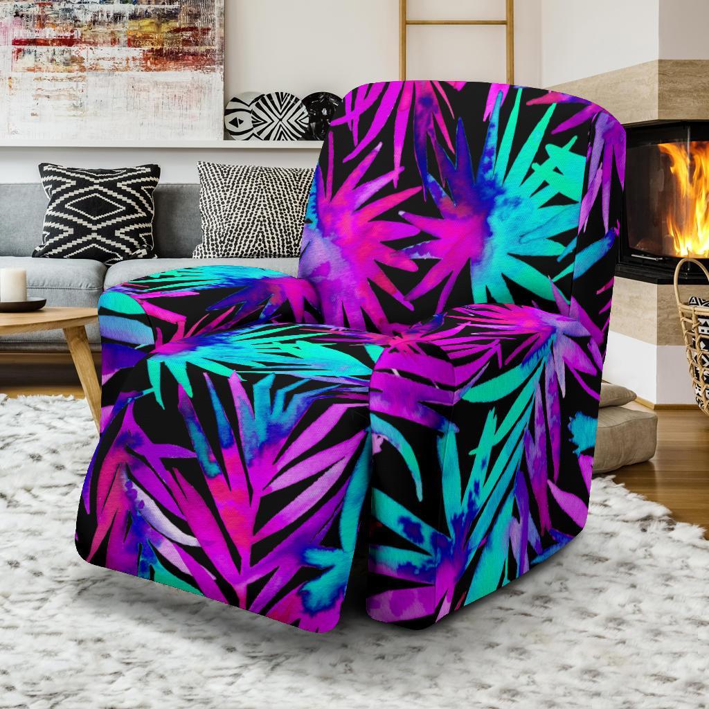 Neon Tropical Palm Leaves Hawaiian Pattern Print Recliner Cover-grizzshop