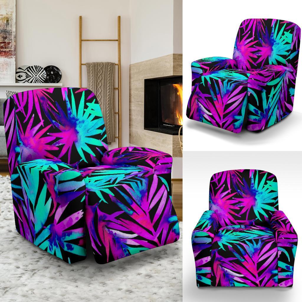 Neon Tropical Palm Leaves Hawaiian Pattern Print Recliner Cover-grizzshop