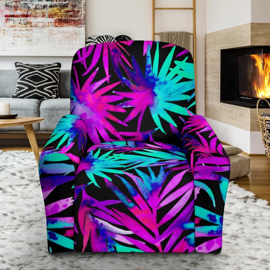 Neon Tropical Palm Leaves Hawaiian Pattern Print Recliner Cover-grizzshop