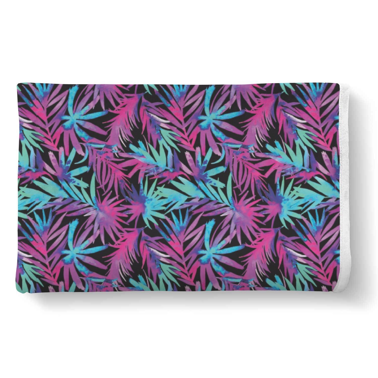 Neon Tropical Palm Leaves Hawaiian Pattern Print Throw Blanket-grizzshop