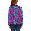 Neon Tropical Palm Leaves Hawaiian Pattern Print Women Crewneck Sweatshirt-grizzshop