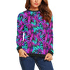 Neon Tropical Palm Leaves Hawaiian Pattern Print Women Crewneck Sweatshirt-grizzshop