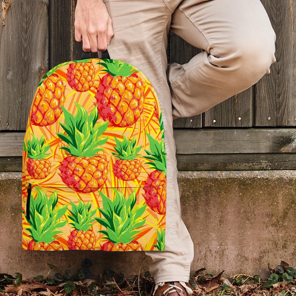 Neon Yellow Pineapple Hawaiian Print Backpack-grizzshop