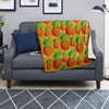 Neon Yellow Pineapple Hawaiian Print Blanket-grizzshop