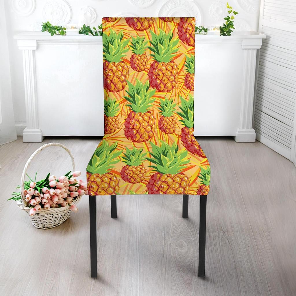 Neon Yellow Pineapple Hawaiian Print Chair Cover-grizzshop