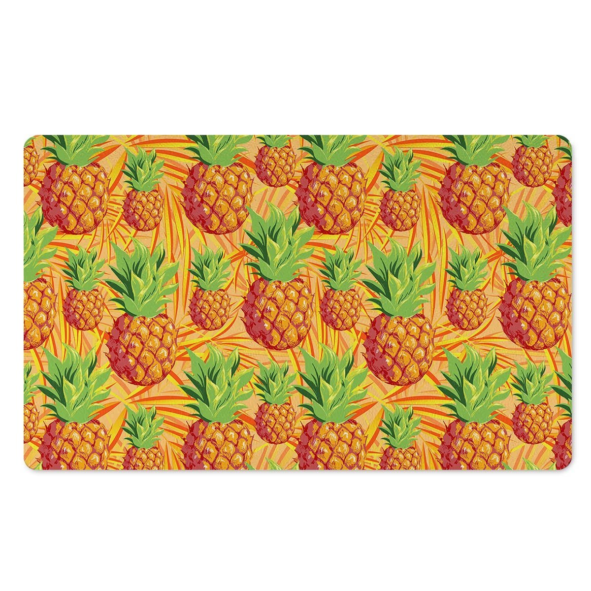 Neon Yellow Pineapple Hawaiian Print Door Mat-grizzshop