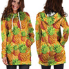 Neon Yellow Pineapple Hawaiian Print Hoodie Dress-grizzshop