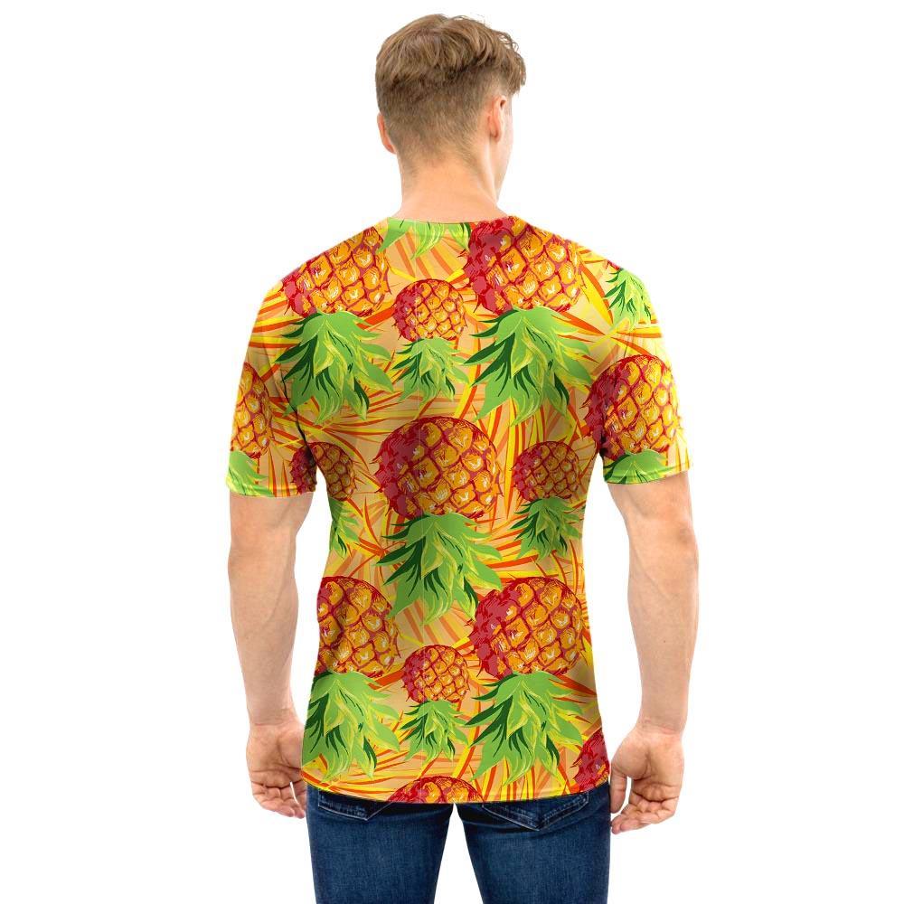 Neon Yellow Pineapple Hawaiian Print Men T Shirt-grizzshop