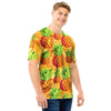 Neon Yellow Pineapple Hawaiian Print Men T Shirt-grizzshop